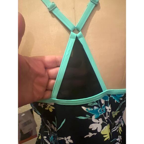 ZeroXposur Floral Windowpane Adjustable Strap Tankini Swimsuit Top NWT Size 0X - Picture 7 of 8